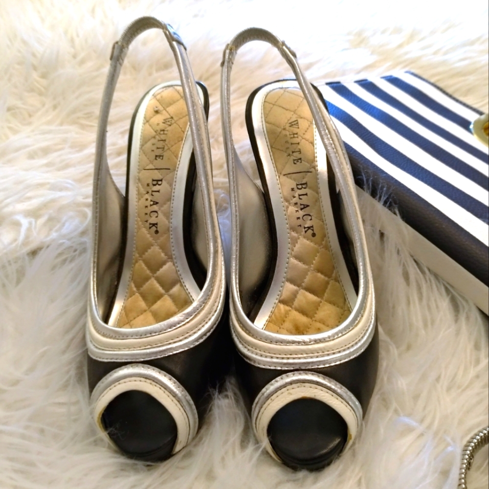 White House Black Market Art Deco Peep Toe Sandal